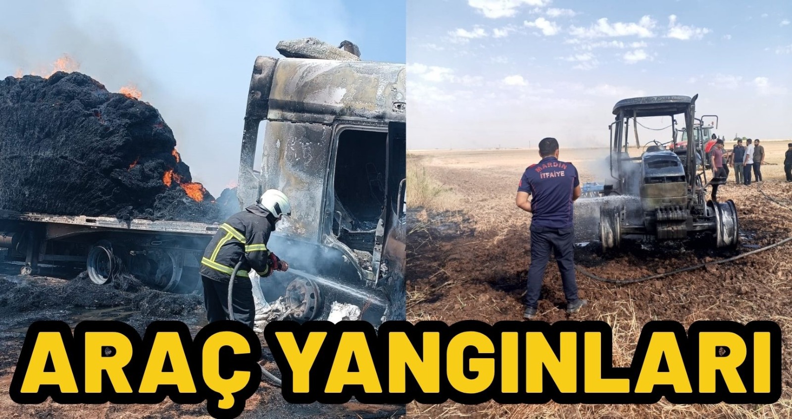 Kızıltepe’de traktör, Derik’te TIR yandı